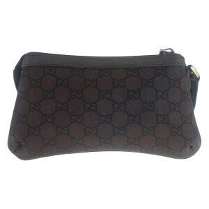 Gucci GG Canvas Pouch Leather Brown Handbag Accessory